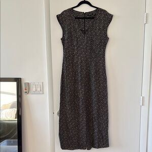 Madewell Black and White Floral Paisley Midi Dress 6
